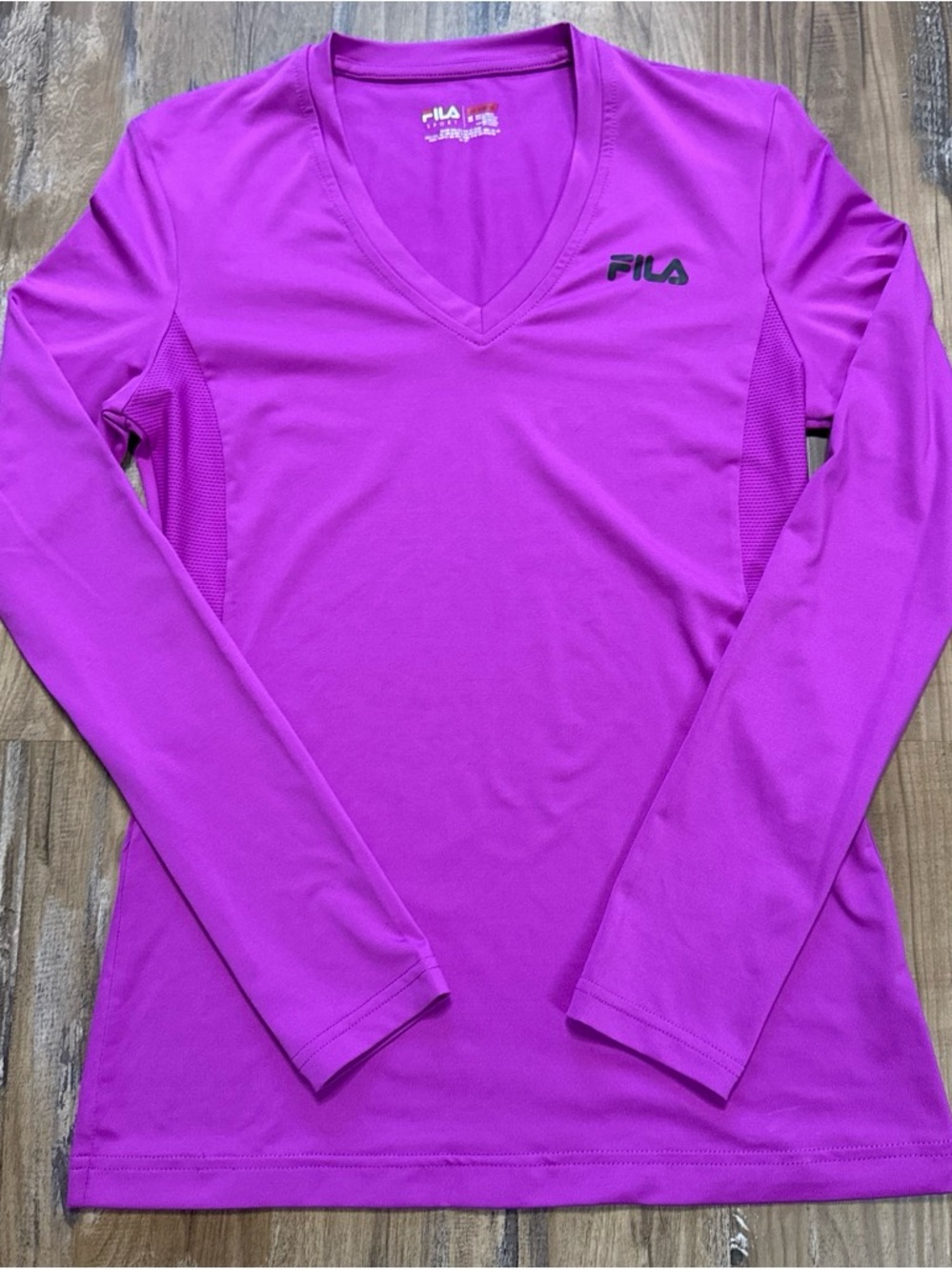 FILA Women's Long-Sleeve V-Neck Performance Top